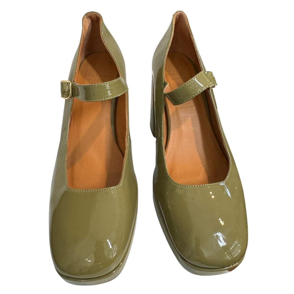 Sezane Georgia High Mary Janes Polished Pistachio Green Patent FR 39 US 8 - Picture 4 of 12